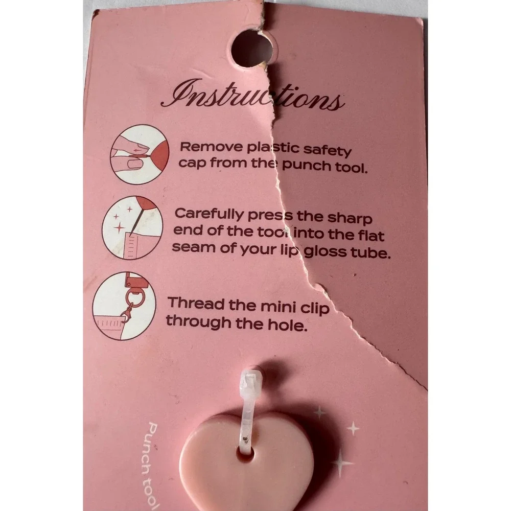 Line Modern Lip Charm Keychain Tomato Rose Gold Tone with Punch Tool LB1LCK2